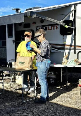 Steve and Nancy during the CARE Brown Bag Auction in Quartzsite.